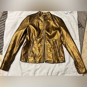 Faux leather metallic gold jacket size s